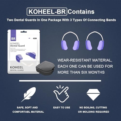 KOHEEL No-Boiling Adjustable Mouth Guard for Teeth Grinding and Clenching, Comfortable Night Guard for Bruxism Relief, TMJ Relief, and Sleep Improvement (2 Count)