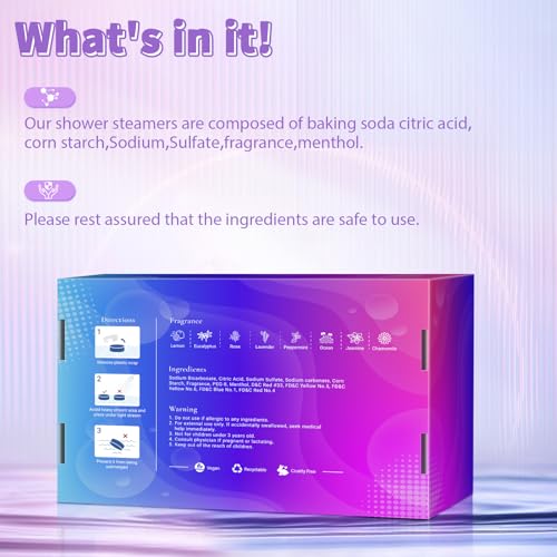 Shower Steamers 24 Pack, Shower Tablets, Natural Ingredients, 8 Different Scents, Individually Wrapped Shower Steamer, Presents for Mom, Friends