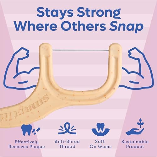 SmartLifeco Biodegradable* Dental Floss Picks - Eco-Friendly Tooth Flosser for Adults & Kids | Straw Wheat Unwaxed Floss | Toothpick Stick Soft On Gum & Teeth | Compostable*, Vegan, Unflavored 200ct