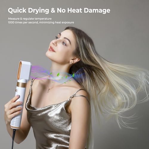 Hair Dryer Brush,6 in 1 Professional Hot Air Styler,Powerful Air Curling Wrap Styler,Negative Ionic Hair Dryer Fast Drying, Multi Hair Stylerfor Curling Volumizing Straightening Styling