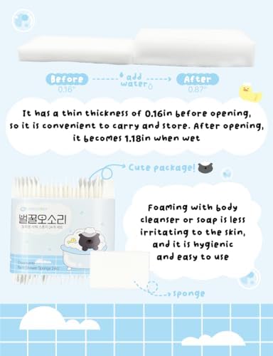 Disposable Bath Sponge White 24Pack / Easy to Carry Anytime, Anywhere/Travel, Camping, Clean Shower Supplies