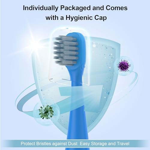 Replacement Toothbrush Heads 8 Pack for Burst Kids Electric Toothbrush, Blue and Pink