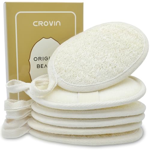 Natural Loofah Exfoliating Body Scrubber, Made with Natural Shower Loofah Sponge for Men and Women’s SPA - Pack of 6 Exfoliating Loofah Sponge Package,Perfect for Bath Shower