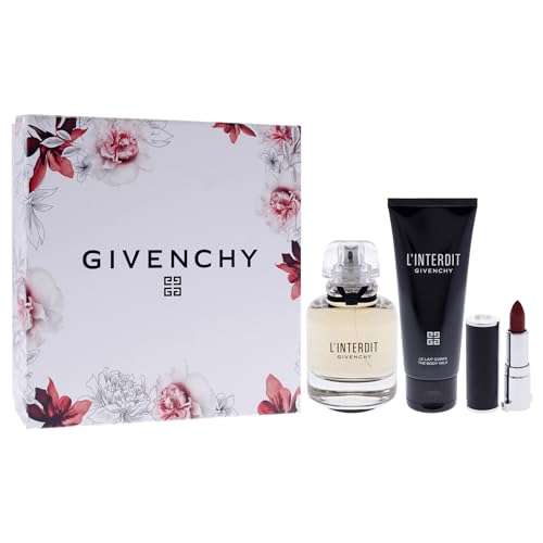 Givenchy LInterdit for Women - 3 Pc Gift Set 2.7oz EDP Spray, 2.5oz Body Milk, 0.05oz Lipstick