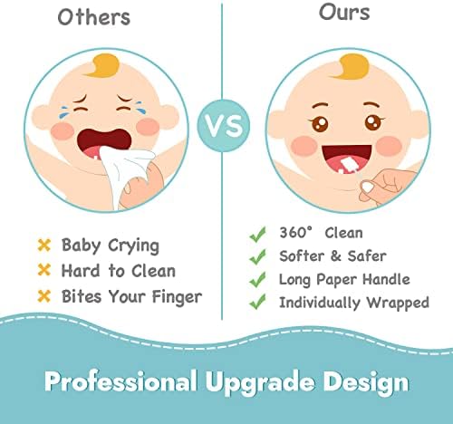 Papablic Baby Tongue Cleaner, Baby Oral Cleaner, Disposable Infant Mouth Cleaner Newborn, Upgrade Gum Cleaner with Paper Handle or Infants Ages 0-2 Years, 100 Pack