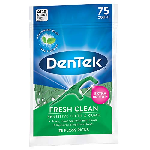 DenTek Fresh Clean Floss Picks, for Extra Tight Teeth, 75 Count (Pack of 5)