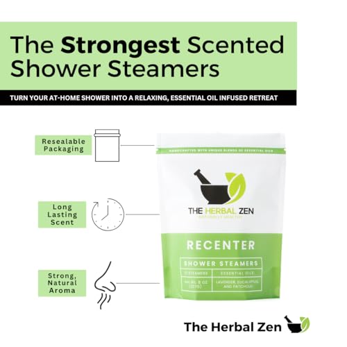 Recenter Shower Steamers Aromatherapy with Lavender and Eucalyptus Essential Oils, Aromatherapy Shower Bombs, Self Care Gift, Birthday Gift for Women, Bath Steamer for Women and Men