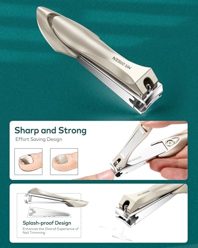 MR.GREEN Upgraded Manicure Set, German Stainless Nail Clippers Set w/Anti Splash Cather, Quality Fingernail& Toenail Clipper, Professional Nail Care Kit with Exquisite Leather Case for Men&Women