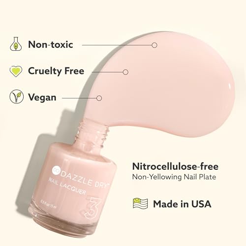 Dazzle Dry Nail Lacquer (Step 3) - Cherry Parfait - A medium bright pink with raspberry undertones. Full coverage cream. (0.5 fl oz)