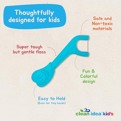 Kids EcoFlossers 200ct, Easy to Hold Kids Flossers, Fun & Colorful Kid Flossers, Natural Kid Floss, Plastic Free Biodegradable Floss Picks, Toddler Flosser Stick