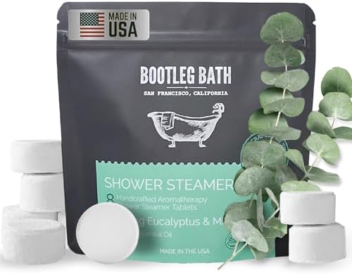 Shower Steamers Aromatherapy 8 Pack, Eucalyptus Shower Bombs, Great Hostess Gift, Mother's Day Gift, 100% Pure Essential Oil, All Natural, for Men and Women, Made in USA
