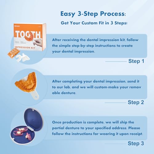 Custom Removable Dentures – Personalized Partial Denture Set for Tooth Replacement | 1–Multi-Tooth Coverage with Storage Case | Comfortable Wear for teeth (1 Tooth)