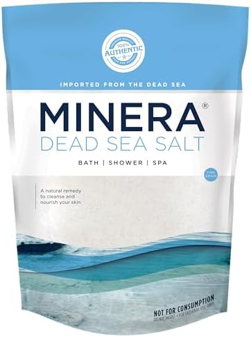 Minera Fine Grain Dead Sea Salt for Bath & Soaking – 19 lbs, Fast-Dissolving, 100% Pure & Natural, Unscented, Skin-Nourishing Bulk Sea Salt