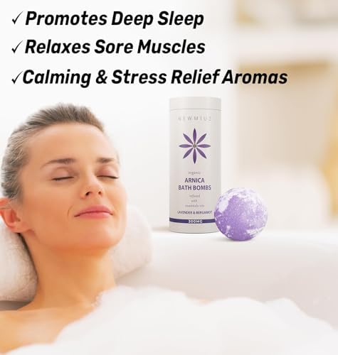 Arnica Bubble Bath Bombs Lavender Bergamot Essential Oils Luxurious Mega Foaming Bath Bombs for Dry Skin Nourishment Moisturizing Blissful Bath Gift