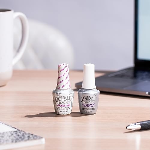 Gelish MINI 9mL Essentials Value Pack – LED/UV Cure, Long-Lasting, Chip-Resistant, Professional Gel Nail Kit for Manicures (No Cleanse Top Coat & Foundation Base Coat Duo)