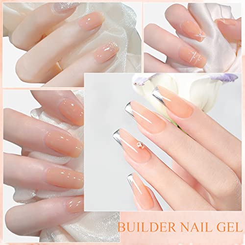 Saviland Builder Nail Gel Kit – 2.1oz nudes Nail Extension Gel for Nail Repair & Strengthen U V Hard Gel for Nails with Gel Nail Brush 100PCS Nail Forms Manicure Tools Nail Supplies for Salon Home DIY