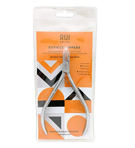 Rui Smiths Professional Cuticle Nippers | Precision Surgical-Grade Stainless Steel Cuticle Trimmer, French Handle, Single Spring, 5mm Jaw (Half Jaw)