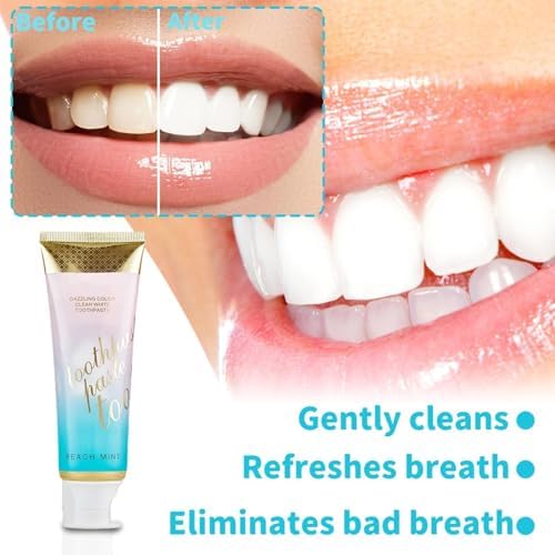 Peach Mint Toothpaste, Intensive Whitening Toothpaste with Natural Gentle Care Deep Stain Removal Clean Peach Flavor, Improves Gum Health, Fresh Breath (1)