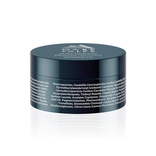 Oars + Alps Clay Hair Pomade for Men with Biotin, Kaolin Oil, Bentonite Clay, Jojoba Oil, Vitamin B7 & B5, Promotes Hair Growth, Medium Hold, Matte Finish, Reduces Frizz, 2.4oz