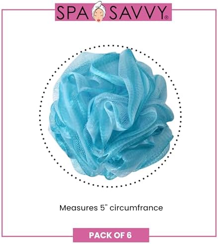 Bath Loofah Set, Pack of 6 Shower Body Sponges with Suction Cups for Men and Women, Exfoliating Pouf Bath Accessories, Multicolor