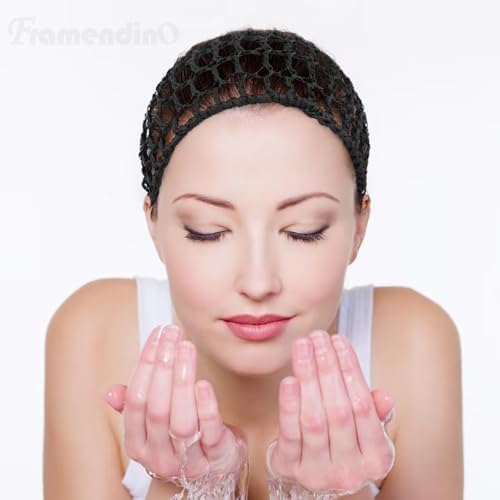 Framendino, Mesh Crochet Hair Net Rayon Knit Snoods Hat Hairnet Snood Cover Ornament for Night Sleeping Hair Accessories