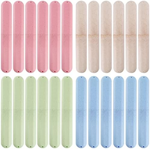 Hedume 28 Pack Travel Toothbrush Case, Portable Dust-proof Breathable Toothbrush Holder for Travel, Business, Home, Camping, School (4 Colors)