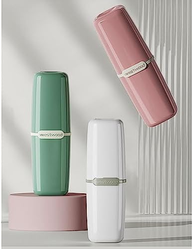 Green Plastic Travel Toothbrush Holder Case with Cover, Portable Travel Toothbrush Cup, Storage Container for School Camping Business Trip Bathroom