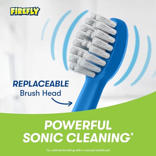 Firefly Slim Sonic Hot Wheels Toothbrush with USB Charging and Antibacterial Cover, Ages 3+, 1 Count