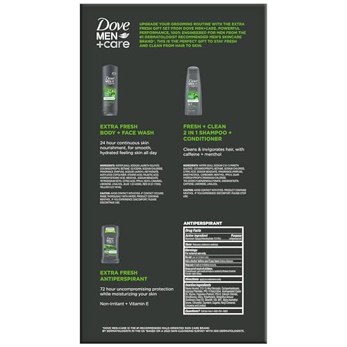 Dove Men + Care Bundle – Extra Fresh Body Wash & 72H Deodorant + Fresh + Clean 2-in-1 Shampoo and Conditioner, Citrus Scent (3 Piece Set)