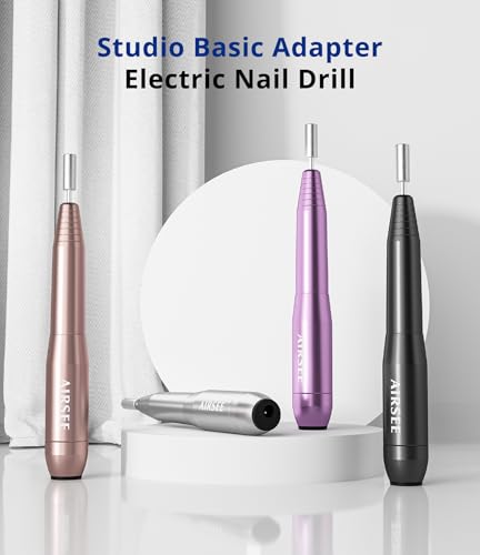 AIRSEE Studio Basic Adapter Portable Electric Nail Drill Machine for Professional, EFile for Acrylic Gel Nails and Manicure Pedicure Polishing Shape, Electric Nail File Kit for Salon Gold