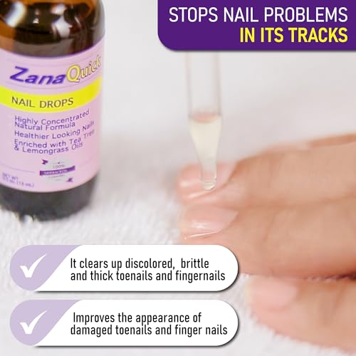 ZanaQuick Extra Strength Toenail & Fingernail Repair Drops - Nail Care Renewal for Thick, Damaged & Discolored Nails - 2 Pack