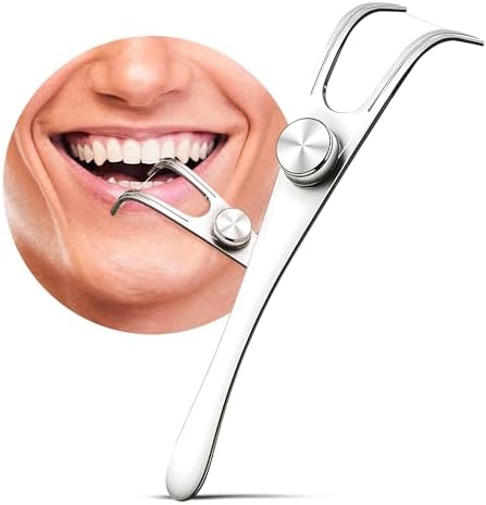 Dental Floss Holder, Refillable & Reusable Floss Pick - Dental Floss Handle - Stainless Steel Dental Floss Holder. Durable Reusable Flosser - One Pack