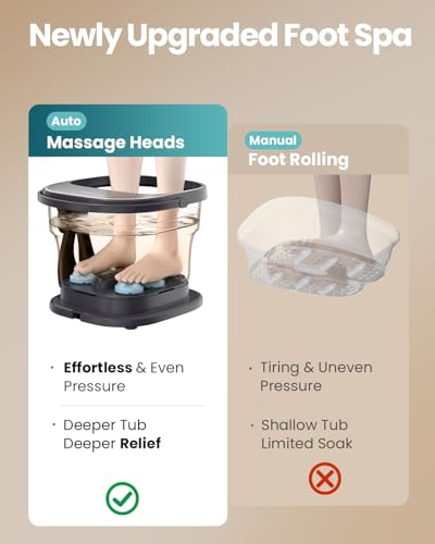 Puboo Collapsible Foot Spa with Heat and Remote – Electric Foot Bath Massager with 16 Motorized Rollers, Adjustable Temperature, Compact Design – Ideal Gift for Home Wellness & Stress Relief