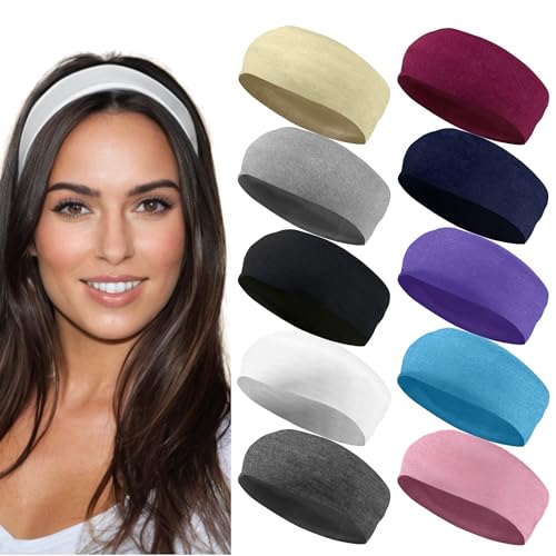 Styla Hair Headbands for Women Stretch Fashion Head Bands 10 Pack Non-Slip Head Wraps Great for Spa, Sports, Yoga, Pilates, Running, Gym Headband, Workouts (Variety)