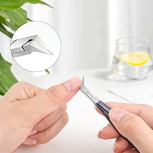 FERYES Toenail Clipper Straight Blade for Ingrown and Thick Nails - Stainless Steel and Sharp Pointed Tip Ingrown Nail Clipper – Wide Jaw Toe Nail Cutter Podiatry Tool Dark Gray