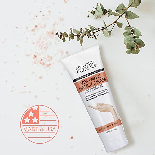 Advanced Clinicals Vitamin C Body & Hand Lotion Moisturizing Skin Care Cream For Hands & Body – Intense Soothing & Hydrating Vitamin C Hand Cream Moisturizer For Dry Cracked Hands, Large 8 Fl Oz