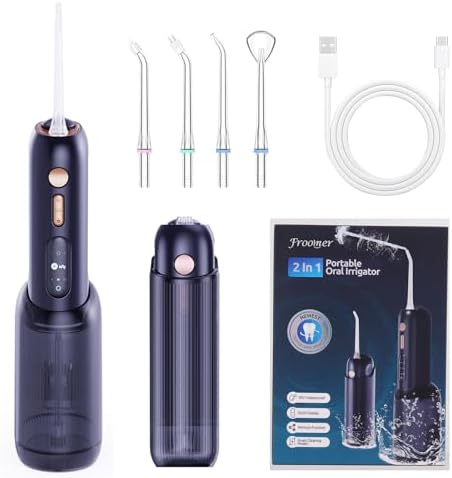 Portable Water Flosser, Mini Water Flosser with 2 Detachable Water Tank for Travel Size,4 Jet Tips and 3 Mode Water Dental Flosser Suit Travel/Home