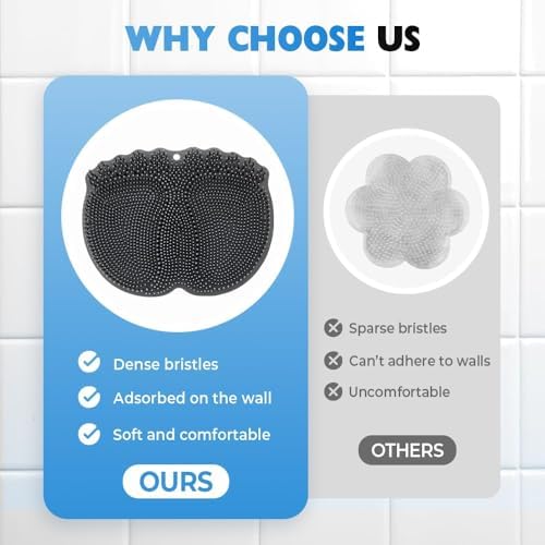 Foot Scrubber in Shower, 2025 New Shower Back Scrubber Massage Pad, Silicone Foot Scrubbers for Bathroom, Back Washer for Men and Women (Blue)