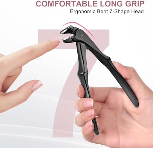 Ergonomic Nail Clippers for Men, Long Handled Toenail Clippers for Thick Toenails, Large Toe Nail Clippers for Thick Nails for Seniors Men Women, Heavy Duty Sharp Fingernail Clipper, Black