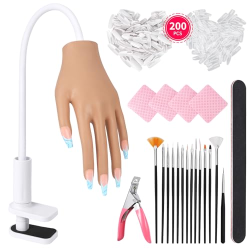 Practice Hand for Acrylic Nails - Nail Tips Won't Fall off Again- Flexible Fake Nail Mannequin Hand Practice for Training