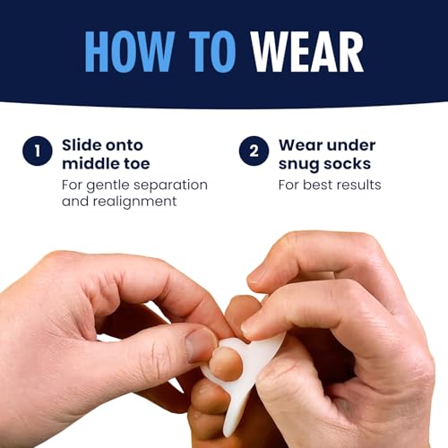 Dr. Frederick's Original Hammer Toe Gels - 2 Pairs - Hammertoe Support Crest for Women & Men - Cushion & Temporary Splint for Toe Alignment, Crooked Toes, and Pain Relief - White - 1 Loop Design