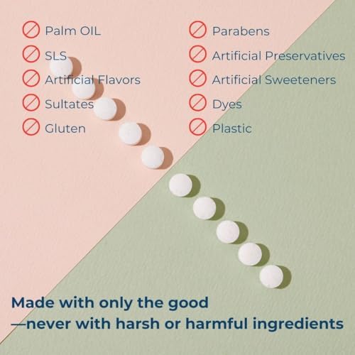 Smile More Toothpaste Tablets with Fluoride & nHAp - Vegan, Enamel Strengthening, Zero Waste, Paper Refill, 62 Tablets, Cool Mint, 1 Month Supply, Travel-Friendly