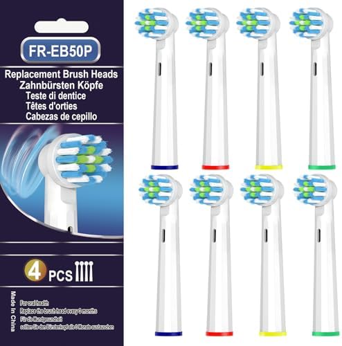 Replacement Toothbrush Heads for Oral B Pro 1000 Replacement Heads,Braun Replacement Brush Heads Refill Compatible with Genius X,Smart 1500,Pro 5000,8 Count,White