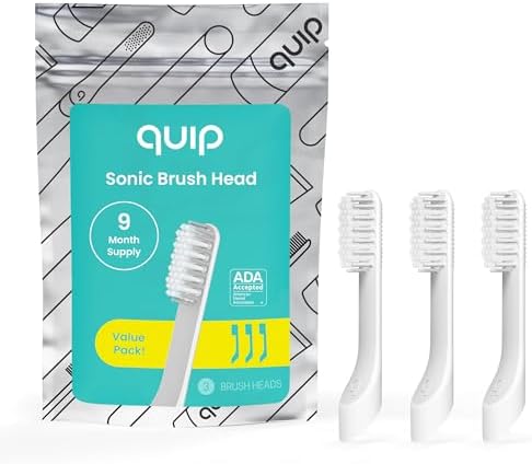quip Sonic Toothbrush Replacement Heads for Adults - 3 Pack - Verified quip Standard Brush Head Refills for Electric Toothbrushes - Soft Bristles, Compact & Flexible - Last 3 Months Each