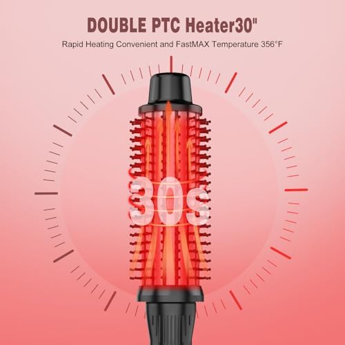 Heated Round Brush, Ceramic Tourmaline Ion Curling Iron, Hot for Fluffy Thermal Brush Curling Wand, Suitable for All Hair Types Tool (Rose Gold, 1.5 inch)