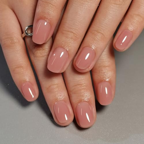 Curvlife Tip Press on Nails Acrylic Fake Nails with Design Full Cover False Nails for Women Reusable Nail Kit with Nail Glue Adhesive Tabs Nail File (honey peach, 30pcs)