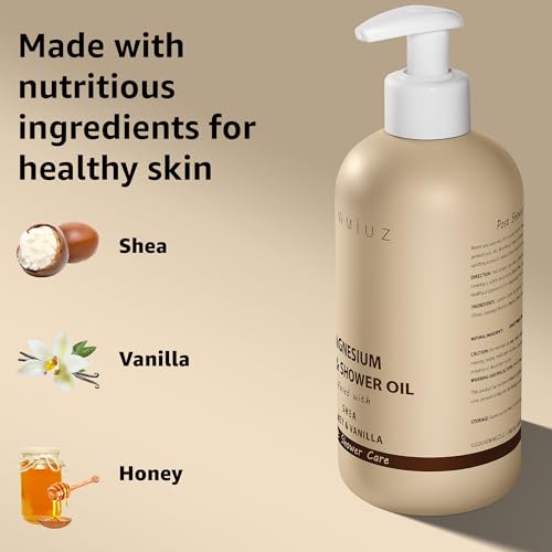 Magnesium InShower Body Conditioner Soft Skin Post Shower Care Moisturizer for Body Legs Bath Oil for Dry Skin Shea Butter Honey Vanilla Self Care Spa Gift