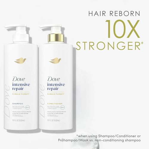 Dove Shampoo, Conditioner & Serum Set, Intensive Repair – Damage Therapy Bio-Protein Care Formulas for Restoring Dry, Damaged Hair (3 Piece Set)