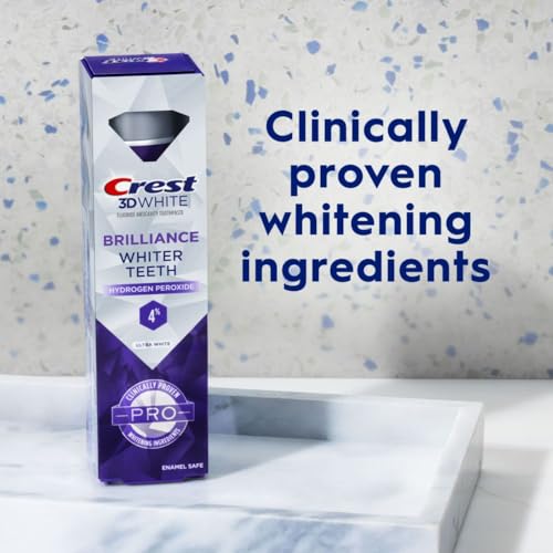 Crest 3D White Brilliance Pro Ultra White Teeth Whitening Toothpaste, 3.8 oz, Anticavity Fluoride Toothpaste, 4% Hydrogen Peroxide, Active Whitening Protection