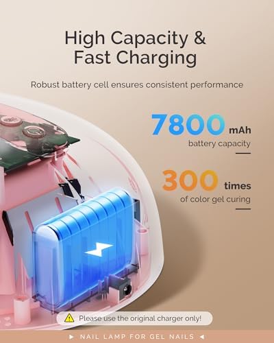 MelodySusie Cordless UV Nail Lamp with 3 Timers & Smart Sensor, P-Plus30G Rechargeable UV Light Cures All Gels, Especially Builder, Hard, Extension, Acrylic & Chrome Gel Polishes Pink